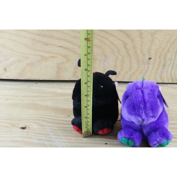 Puffkins Plush Dottie Lady Bug, Danny Dinosaur Vintage Stuffed Animal - Picture 5 of 5